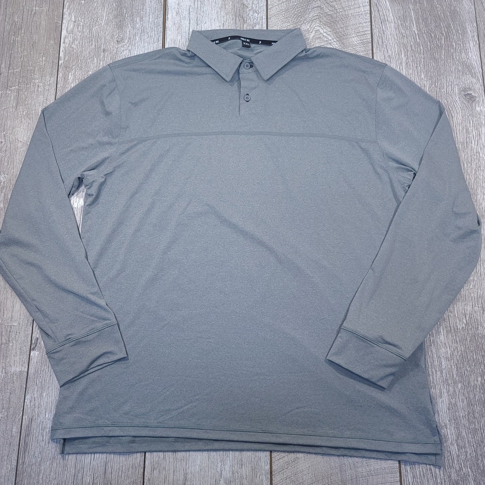 Public Rec Polo Shirt Mens XXL Gray Long Sleeve Performance PROTX2 Stretch